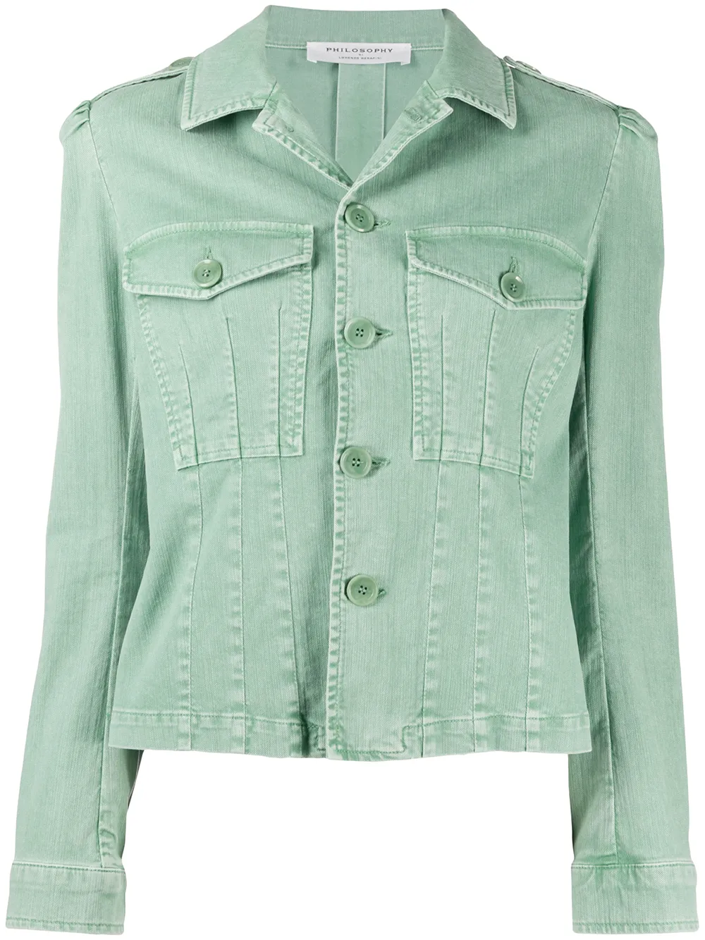 

Приталенная джинсовая куртка Philosophy Di Lorenzo Serafini, зеленый