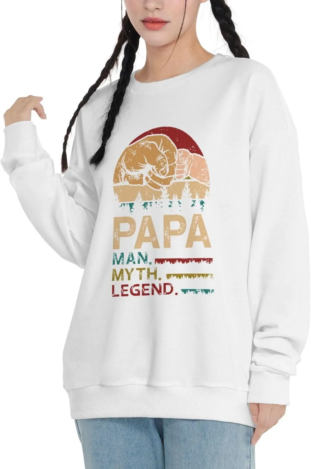 Толстовка с длинными рукавами и капюшоном Papa Man Myth Legend, забавный подарок, белая Generic, белый — фото 4