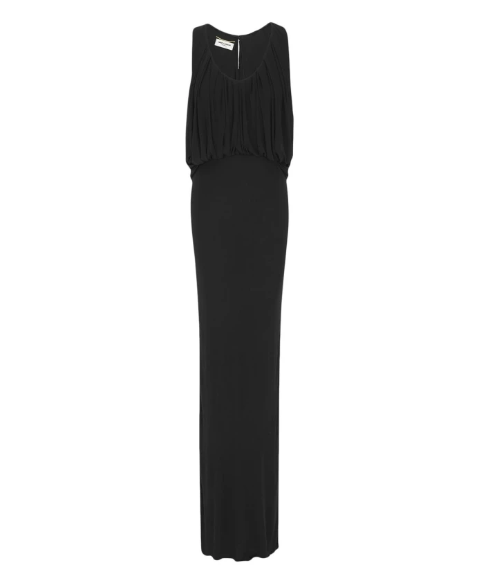 

Платье без рукавов с драпировкой Saint Laurent, черный