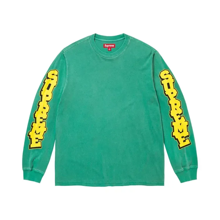 Футболка с длинными рукавами Supreme Cracked Sleeve Long-Sleepe Top цвета «выцветший зеленый»