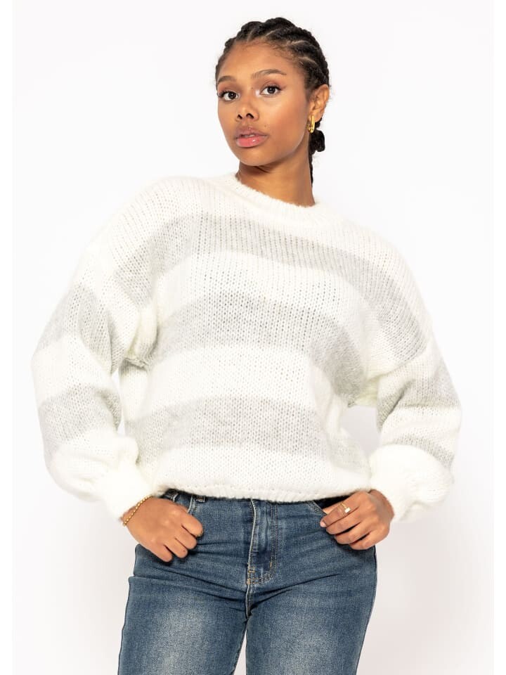 

Пуловер SASSYCLASSY Weicher gestreifter Strickpullover, белый