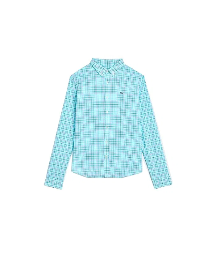 Рубашка с клетчатым принтом Tiki Torch Vineyard Vines Kids, Reef Aqua