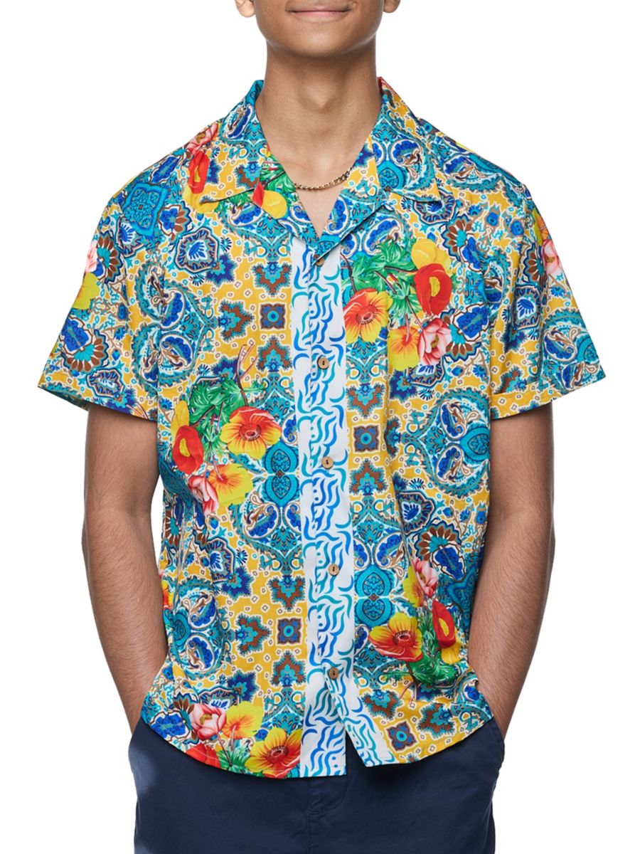 

Рубашка Portofino Camp со смешанным принтом Ranee's, синий