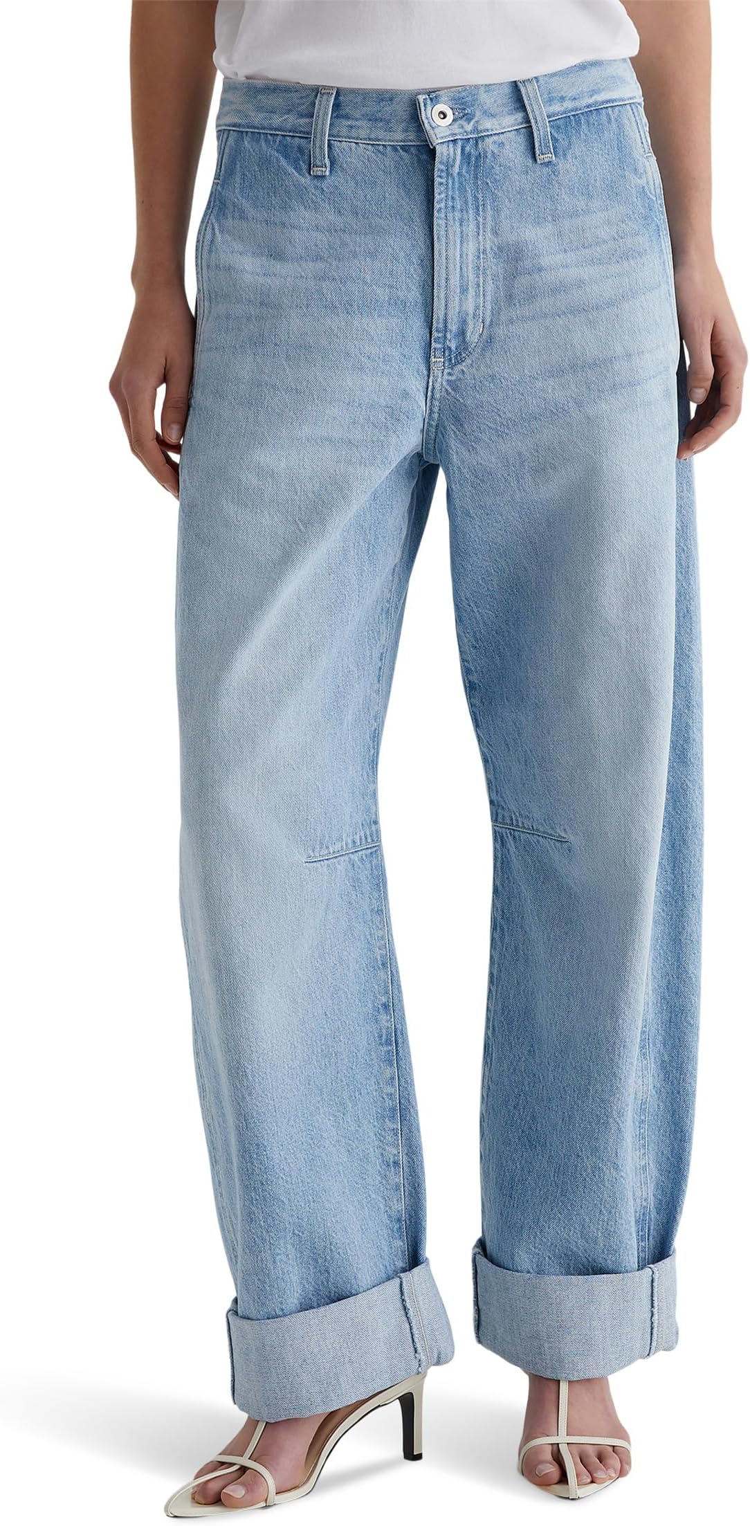 

Джинсы AG Jeans Mercer High Rise Cuffed Barrel Jeans in Sunset Blues, цвет Sunset Blues