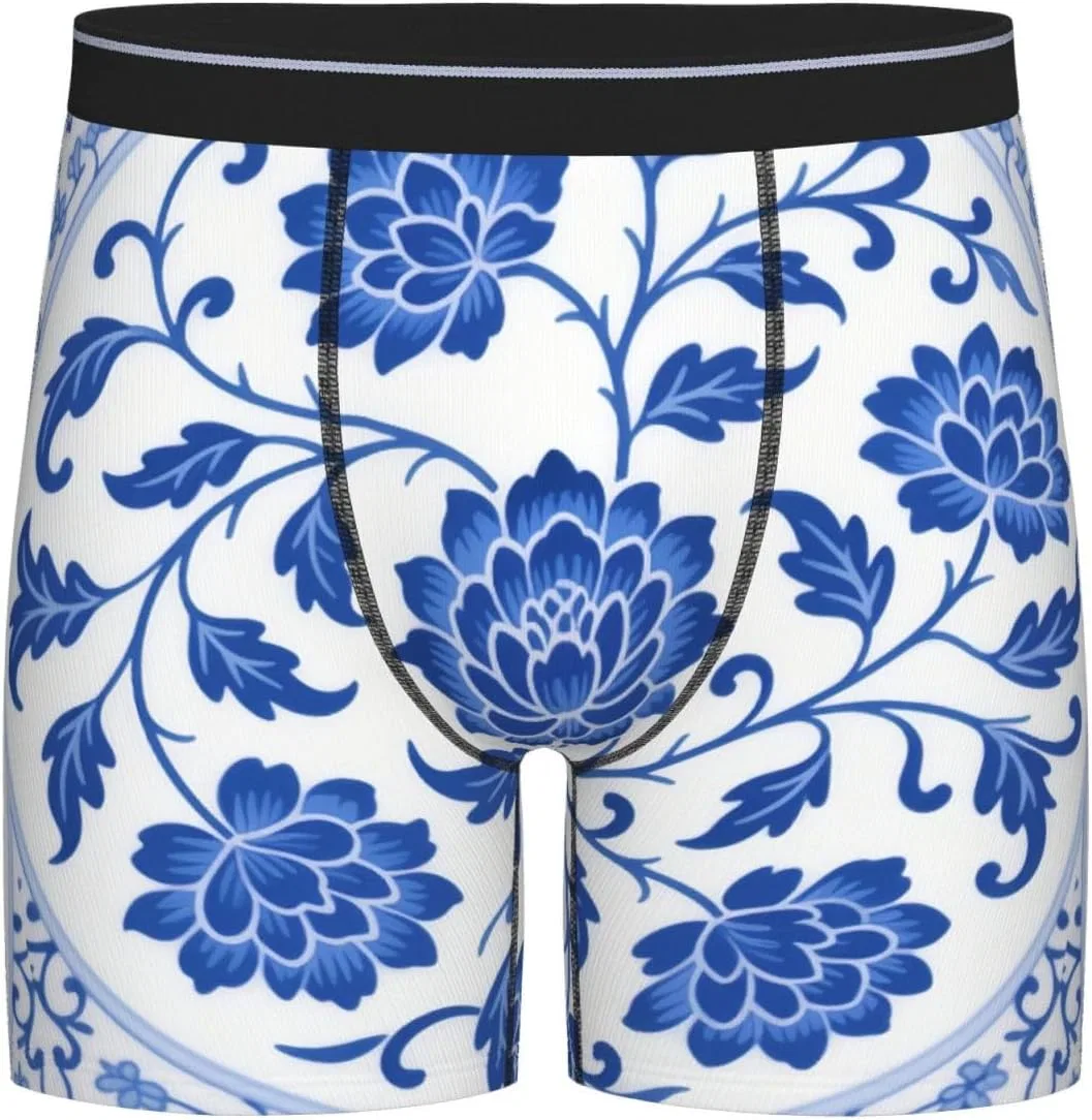 Боксеры с камуфляжным принтом, Blue and White Porcelain Flowers2