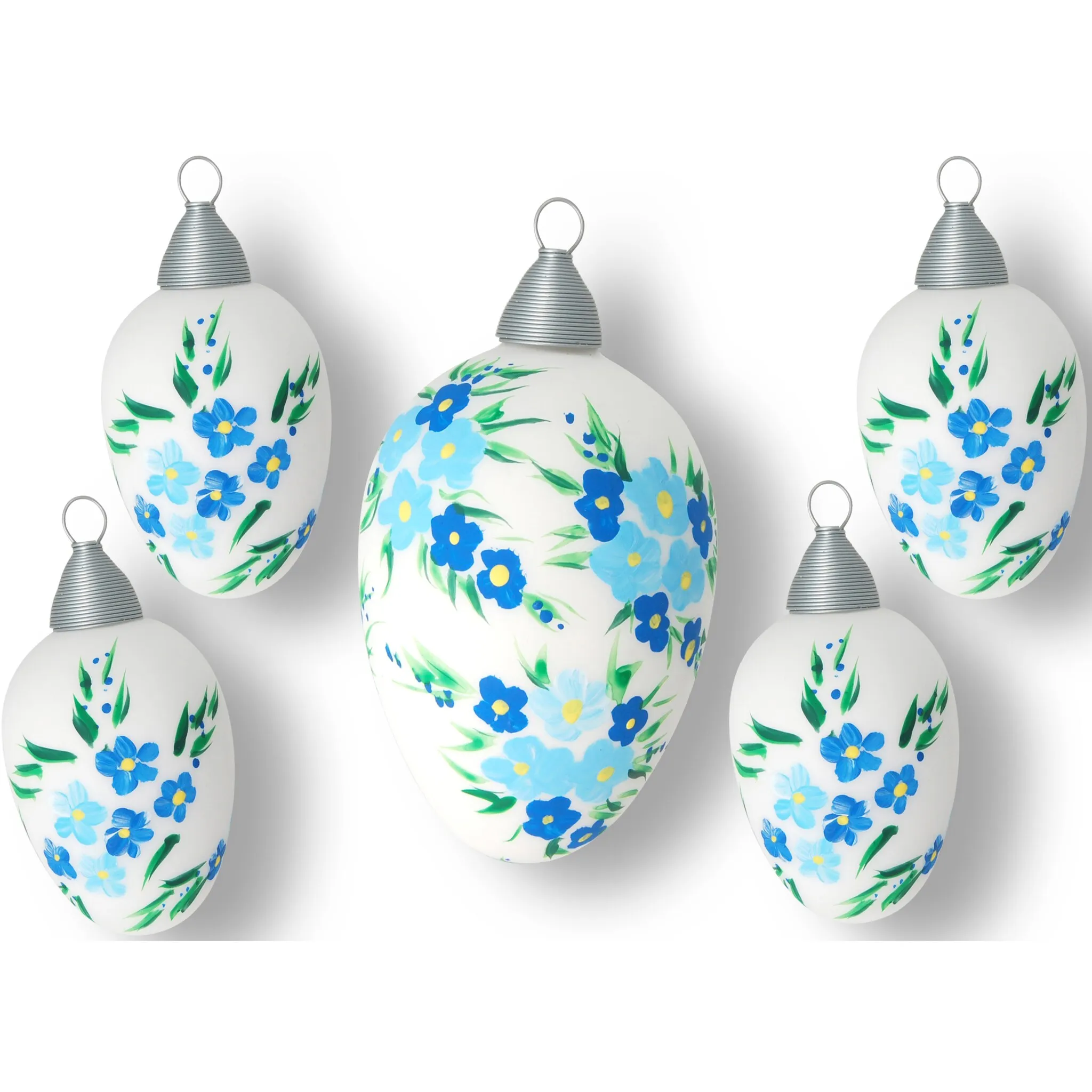 

Рак Стеклянное Пасхальное Яйцо Лауша «Цветение» Krebs Glas Lauscha, белый/синий/зеленый