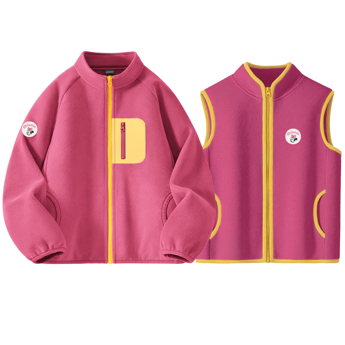 Детская флисовая толстовка с круглым вырезом Disney, Dini Zhong Round Hook-and-Loop K Rose Red+Dini Zhong Round Hook-and-Loop K Light Milk White — фото 3