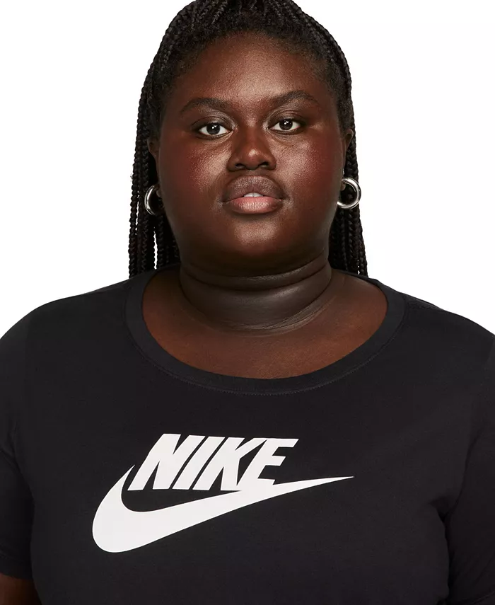 Футболка с коротким рукавом и логотипом Essential, Plus Size, для активного отдыха и спорта Nike, черный — фото 3