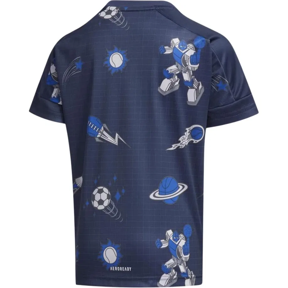 Детская футболка с круглым вырезом Adidas, Navy Blue — фото 3