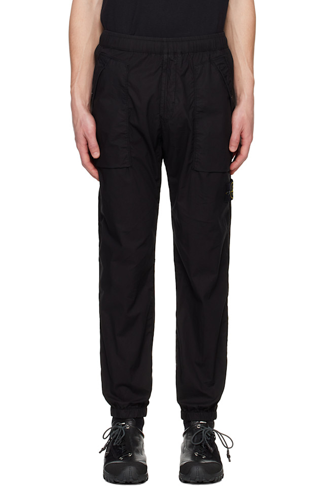 

Эластичные хлопковые брюки-джоггеры Paracadute Stone Island, черный