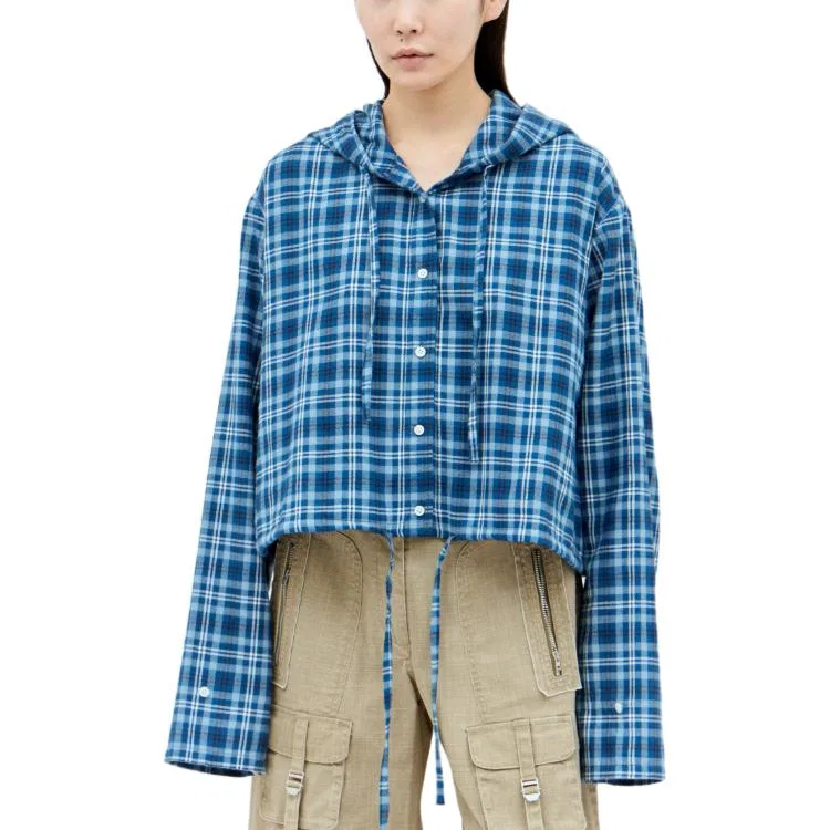Рубашка женская в клетку Acne Studios Medium Blue/Gray Blue — фото 4