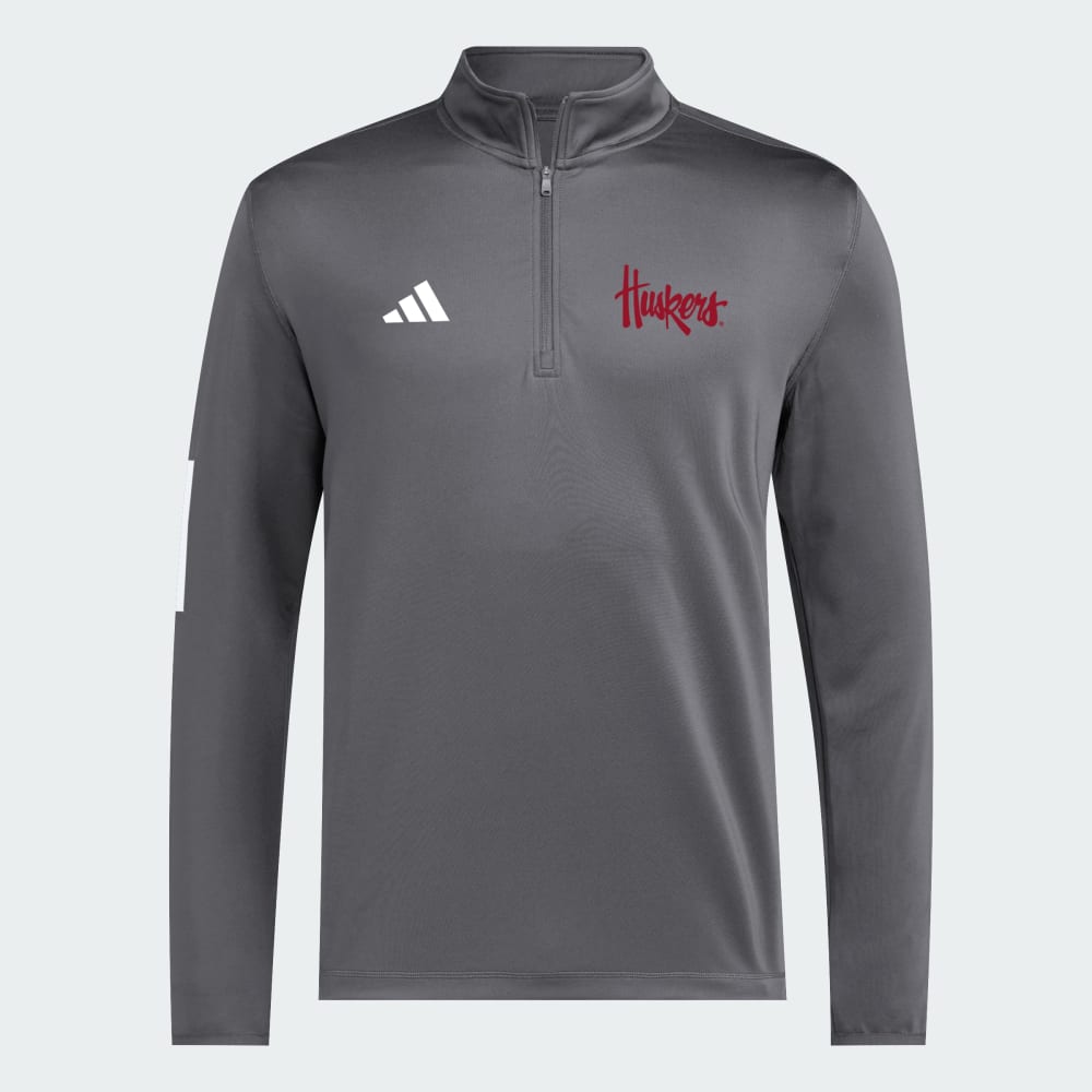

Толстовка Adidas Nebraska Cornhuskers Coaches Script 1/2 Zip, цвет Dark Grey/White/Multi