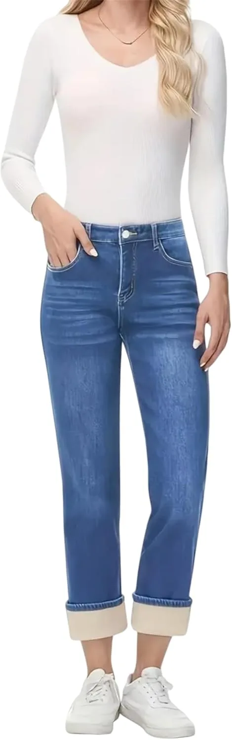 

Женские джинсы с флисовой подкладкой thermal slim fit super high waisted