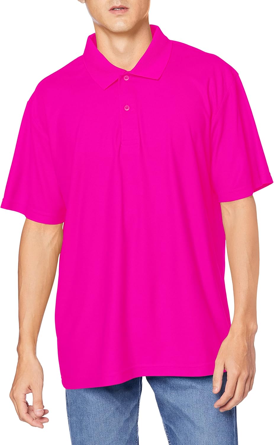 

Поло-рубашка F-Style, стабилизация формы, впитывает пот, быстро сохнет, защита от УФ-излучения, тропический розовый цвет