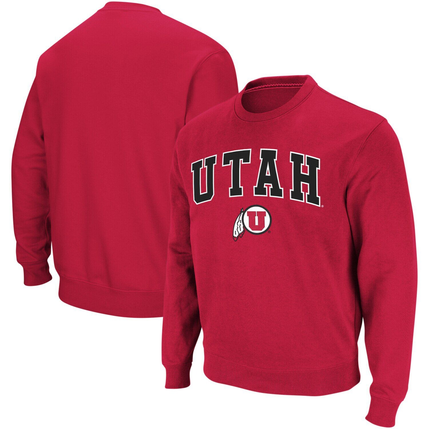 

Мужской красный свитшот с круглым вырезом Utah Utes Arch & Logo Colosseum