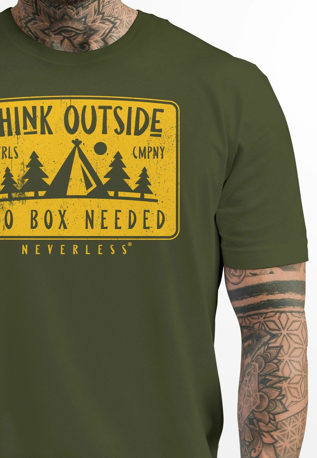 

Футболка с принтом SPUCHTHINK OUTSIDE WALD OUTDOOR CAMPING FASHION STREETSTYLE Neverless, зеленый