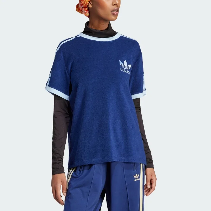Футболка Shamrock Retro Stripes женская Japan Version Adidas Originals, Dark Blue — фото 3