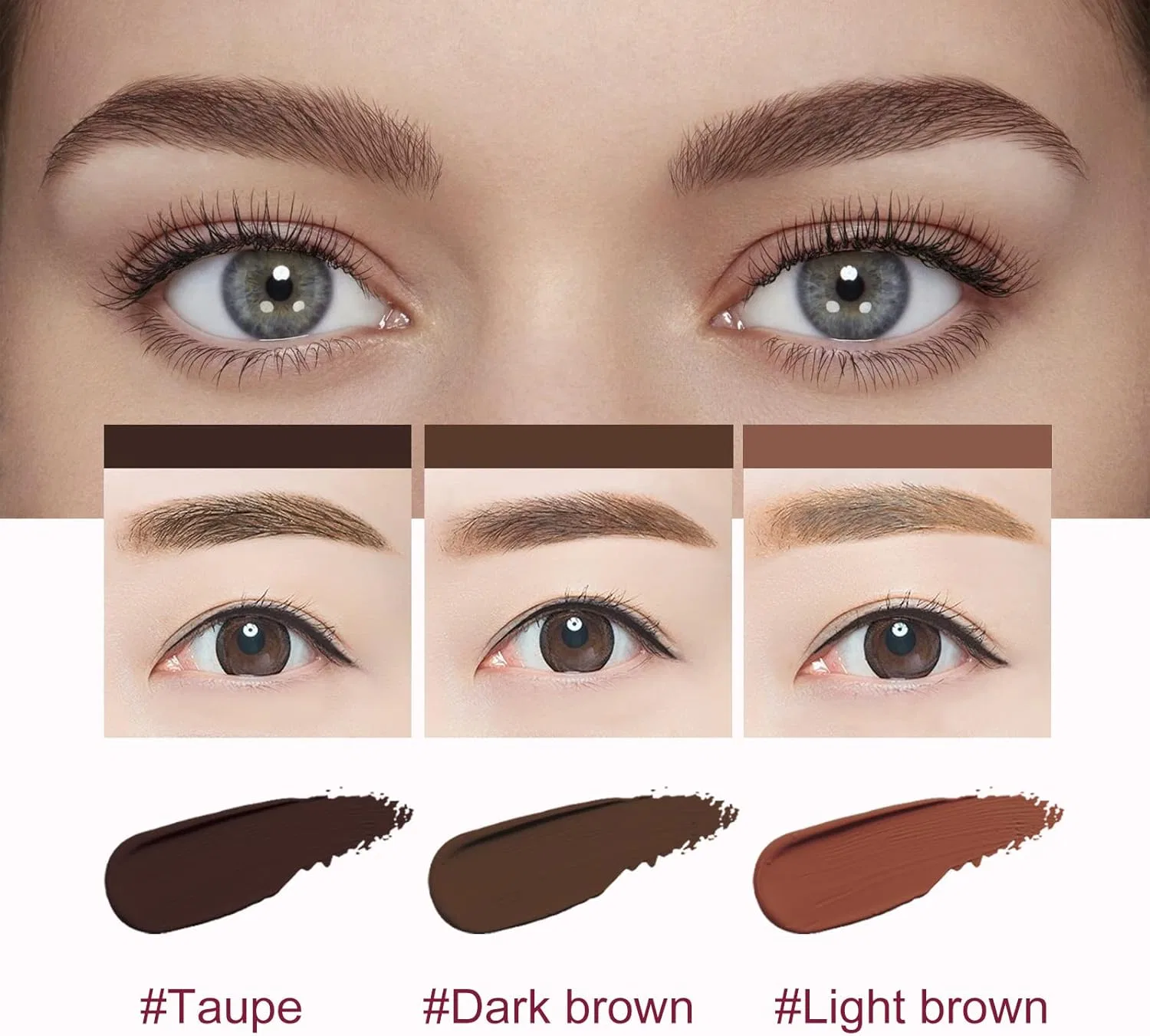 Кисть для бровей 4D Hair Stroke Brow Stamp Brush, Lunhaifi, набор 2 шт., светло-коричневый — фото 4