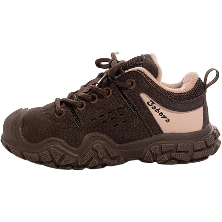 

Антискользящие и износостойкие утепленные низкие детские повседневные кроссовки kids' Babaya, коричневый