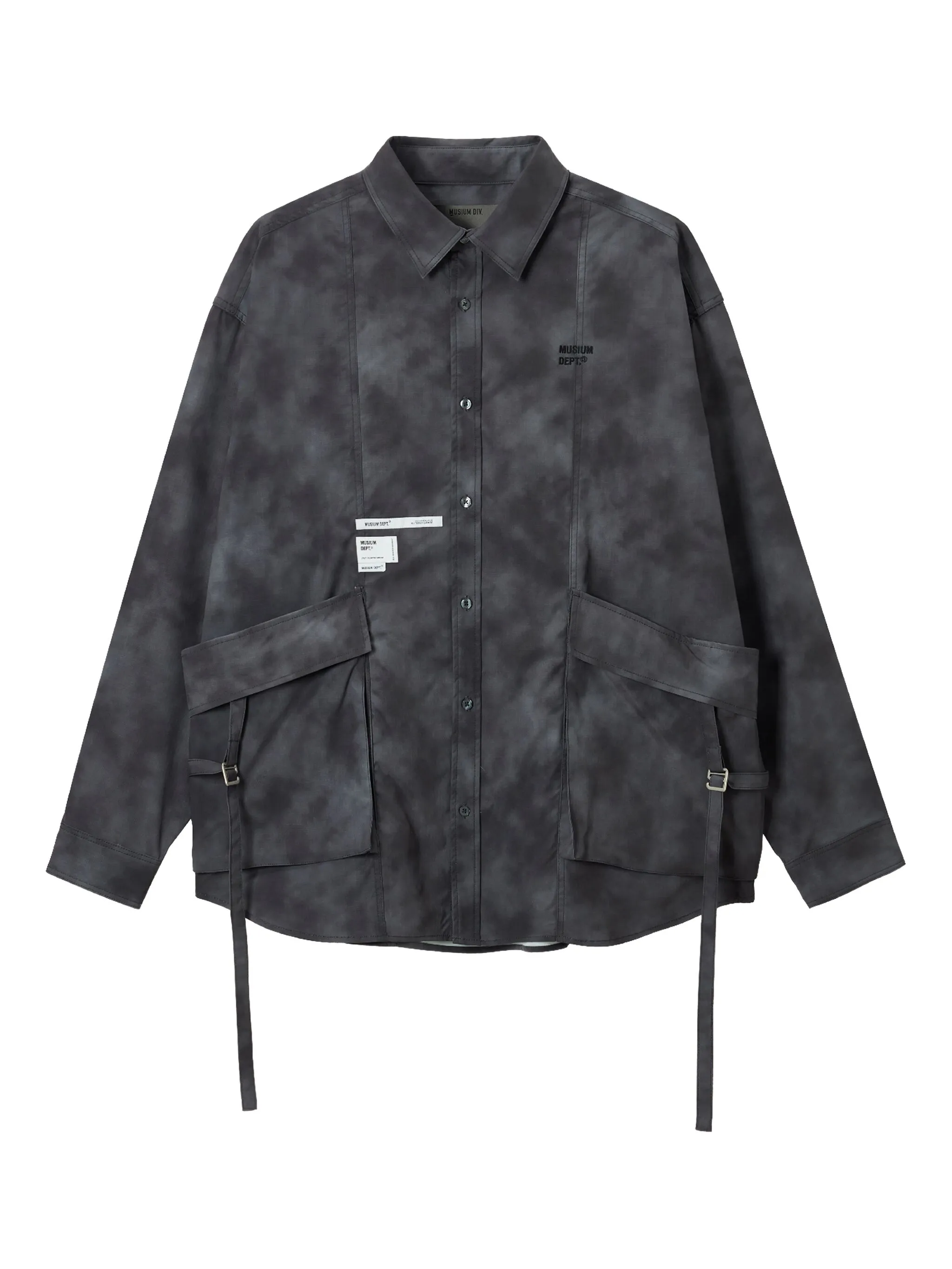 

Рубашка с принтом тай-дай и карманом Musium Div., серый