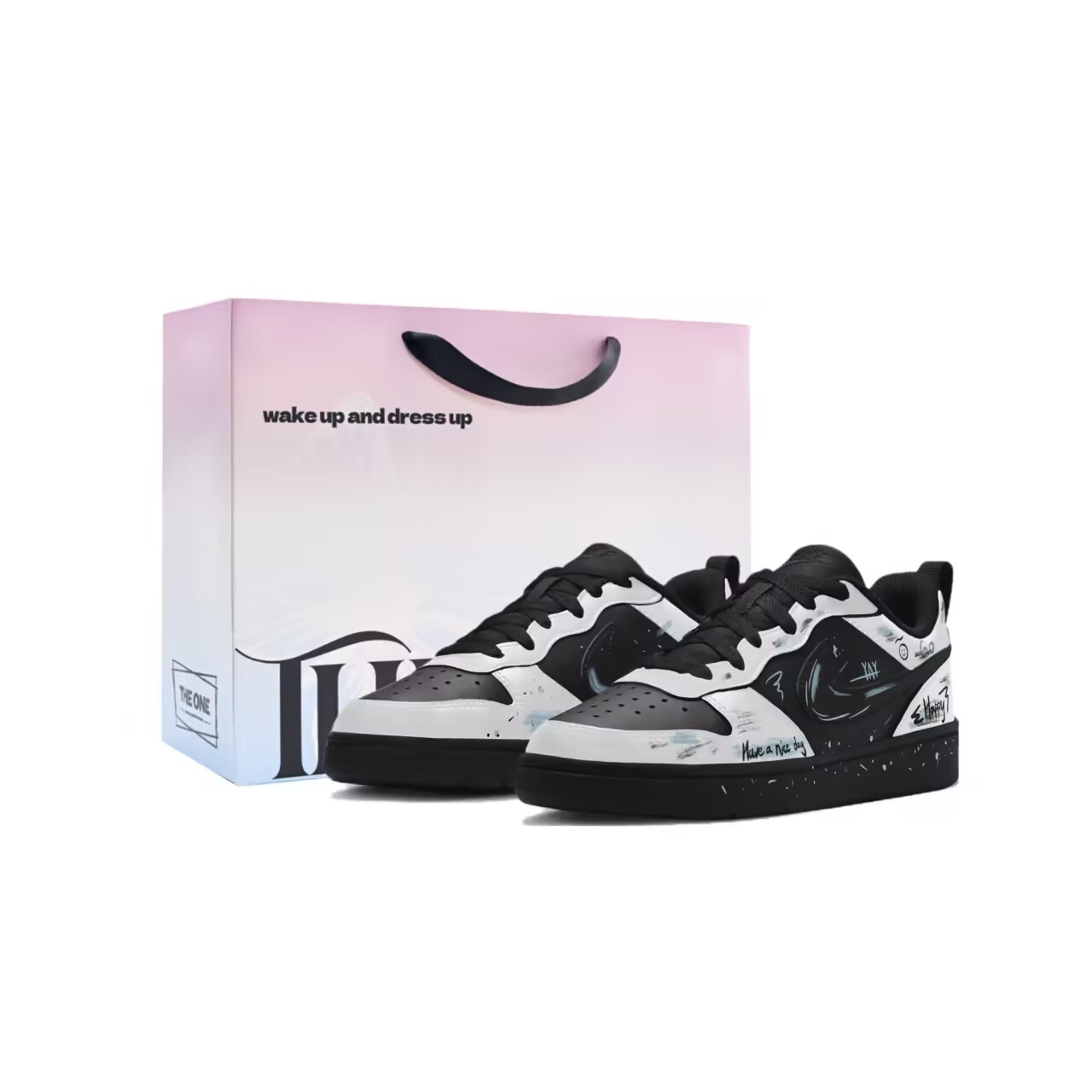 

Nike Court borough нескользкие амортизирующие низкие кроссовки для скейтборда black white детские