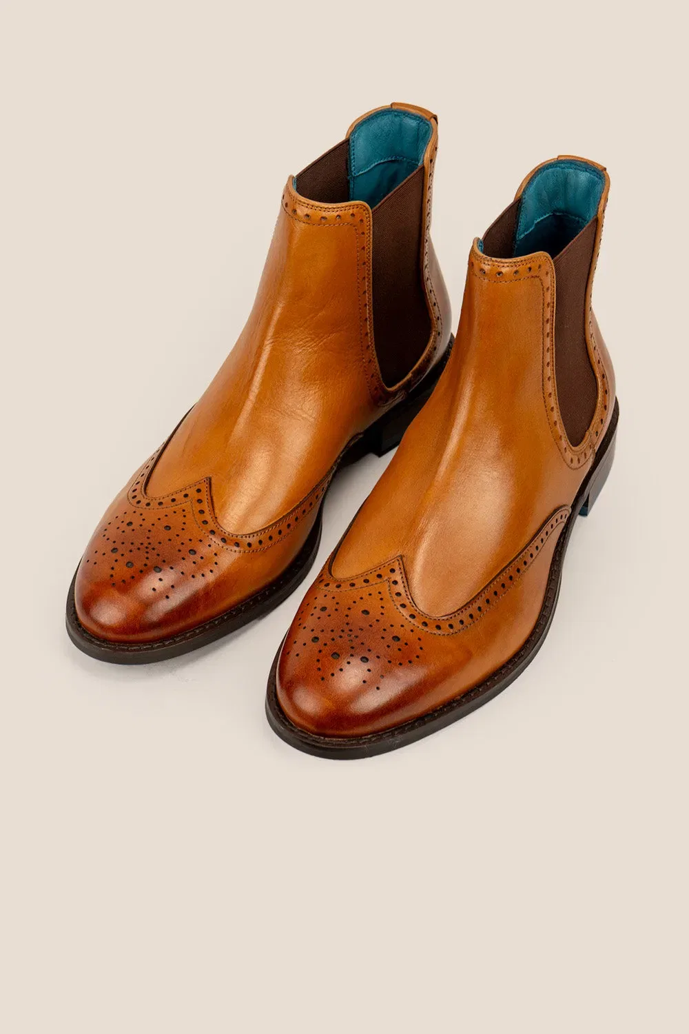 Челси ботинки Harry Leather Brogue от Oswin Hyde, бежевый — фото 3