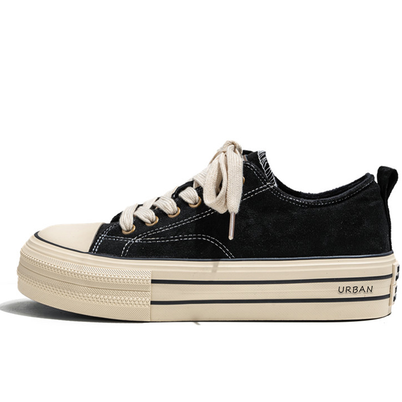 

URBAN AUTHENTIC Скользоустойчивые износостойкие легкие мужские низкие кеды из холста черные, цвет Black
