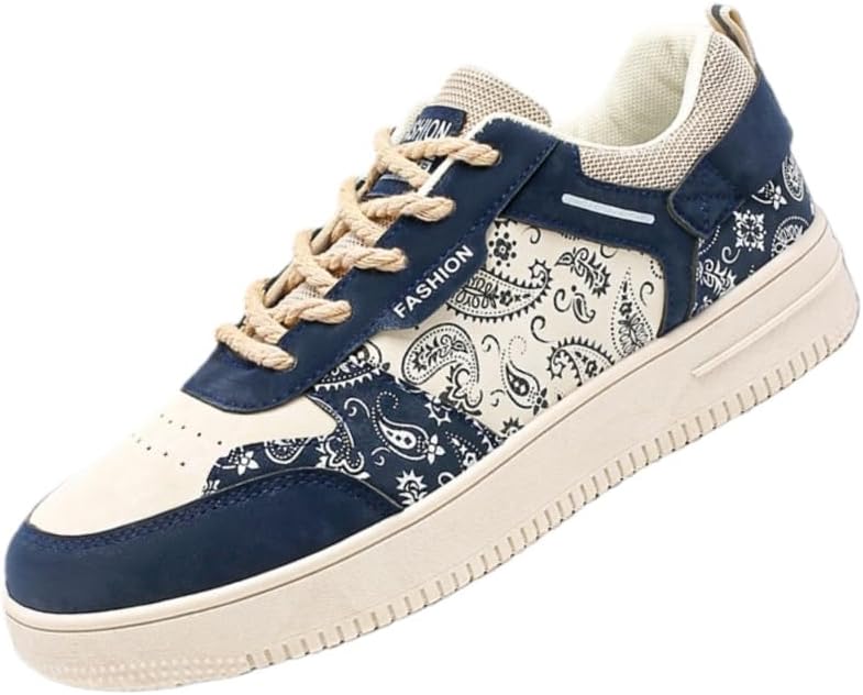 

Мужские стильные низкие кеды на плоской подошве из ткани с запрессовкой - для повседневного спорта, прогулок и катания на скейтборде Fmshi, синий