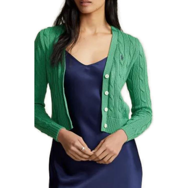 Polo Ralph Lauren Свитер Women's Green V-образный вырез Moderate Others — фото 4