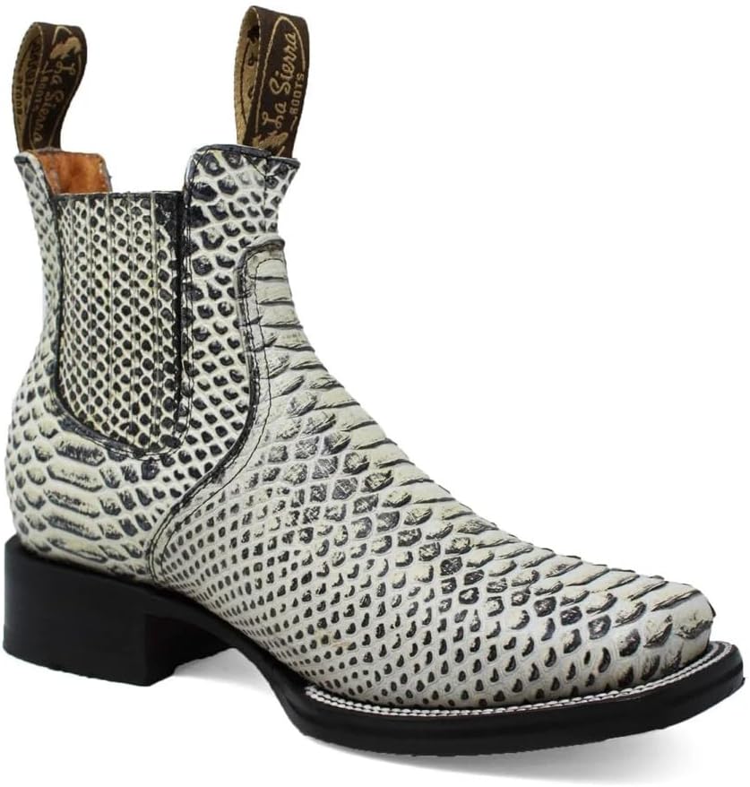 

Мужские короткие ковбойские ботинки из натуральной кожи с квадратным носком и тиснением под питона- натуральный цвет Generic, Natural