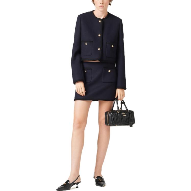 MIU MIU Женская куртка синяя, Marine Blue — фото 4