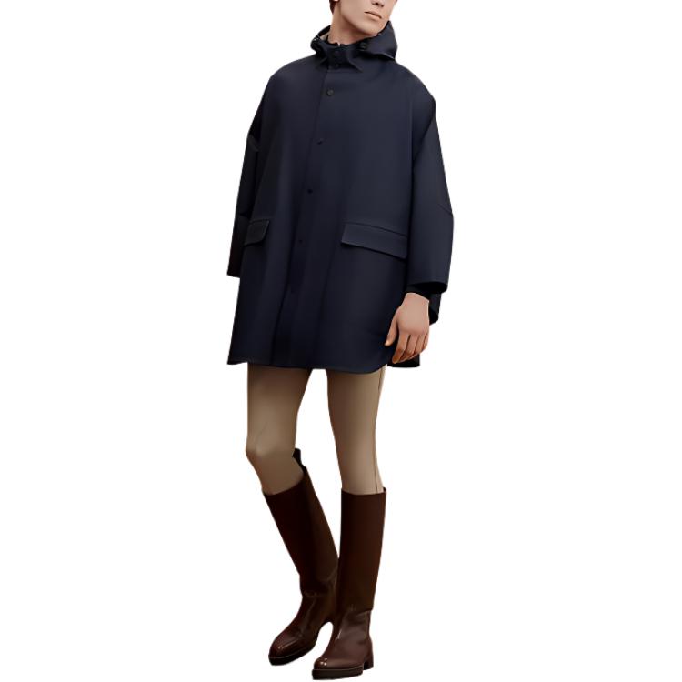 

HERMES Плащ унисекс темно-синий, Navy Blue