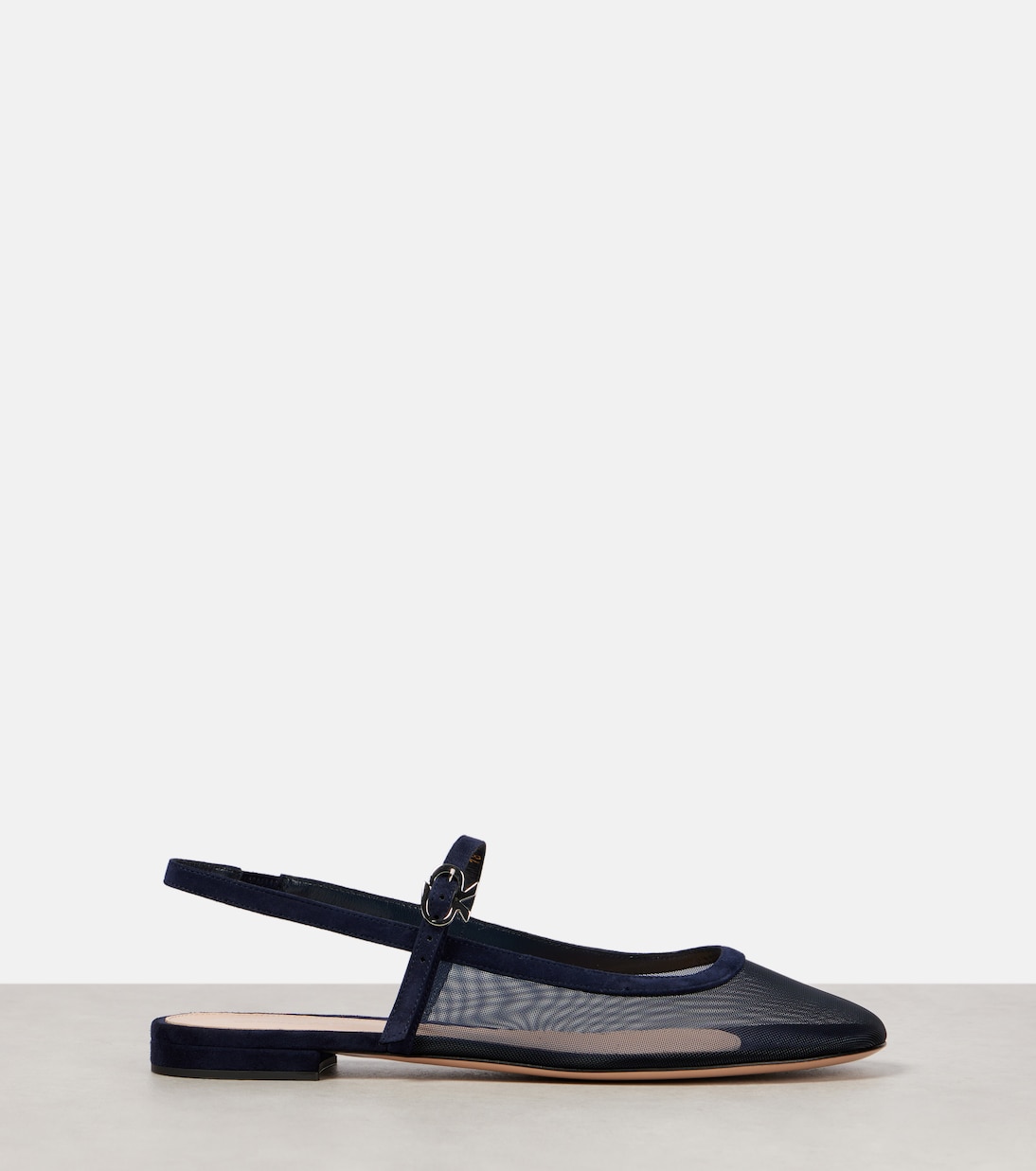 Балетки из органзы с кожаной отделкой Gianvito Rossi, Denim + Denim — фото 4