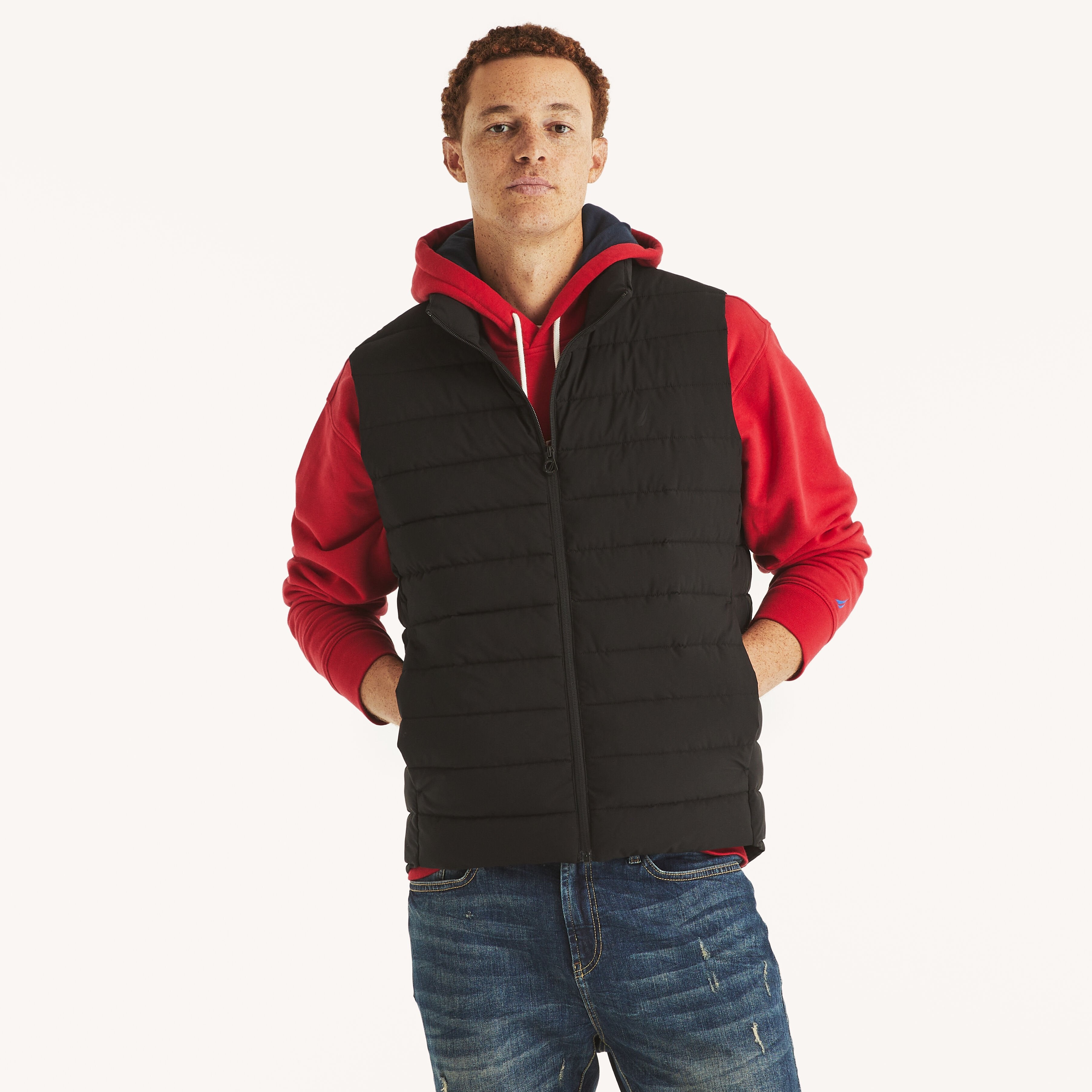

Мужской стеганый жилет Nautica, цвет midnight black twist, Черный, Мужской стеганый жилет Nautica, цвет midnight black twist