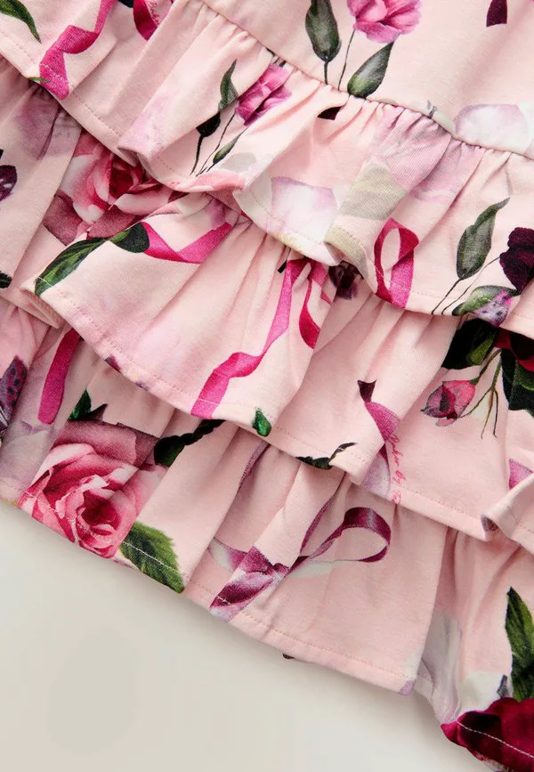 Платье прямого кроя из трикотажа с оборками по низу и цветочным принтом. Baker By Ted Baker, Pink — фото 4