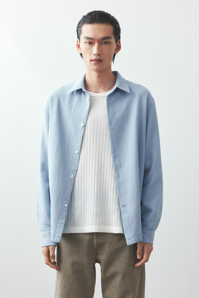 

Муслиновая рубашка классического кроя H&M, голубой