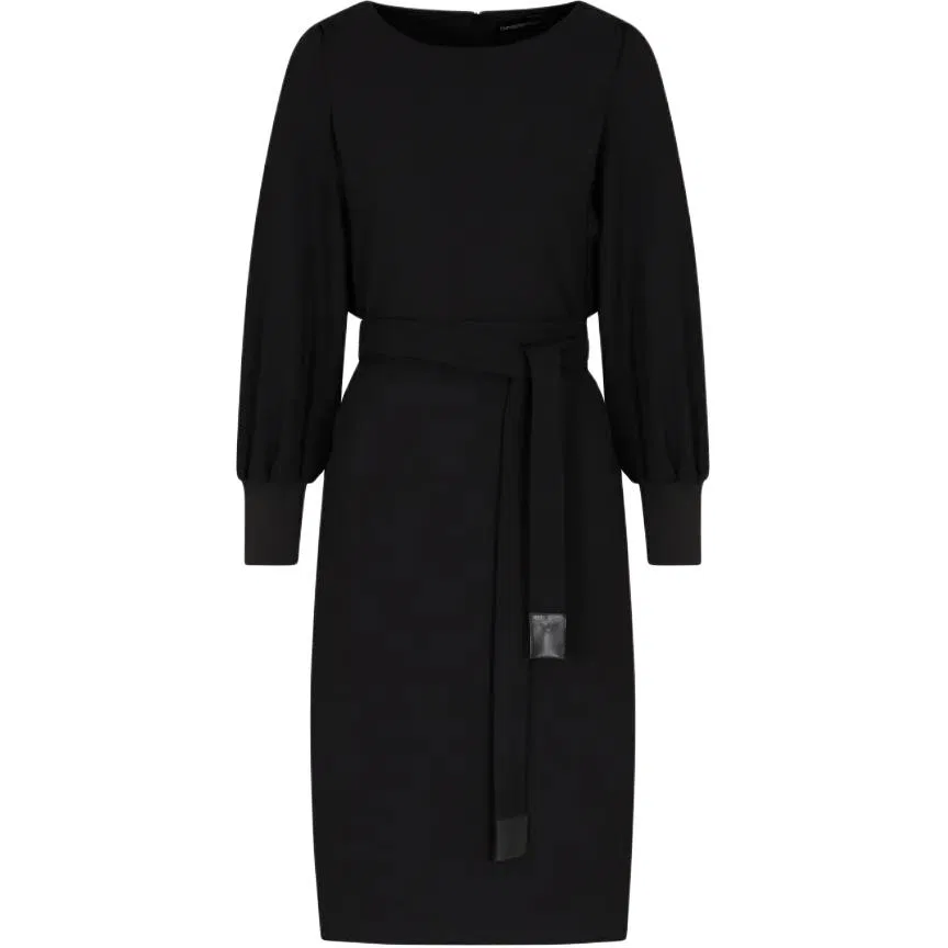 Платье длинное с поясом Emporio Armani черное