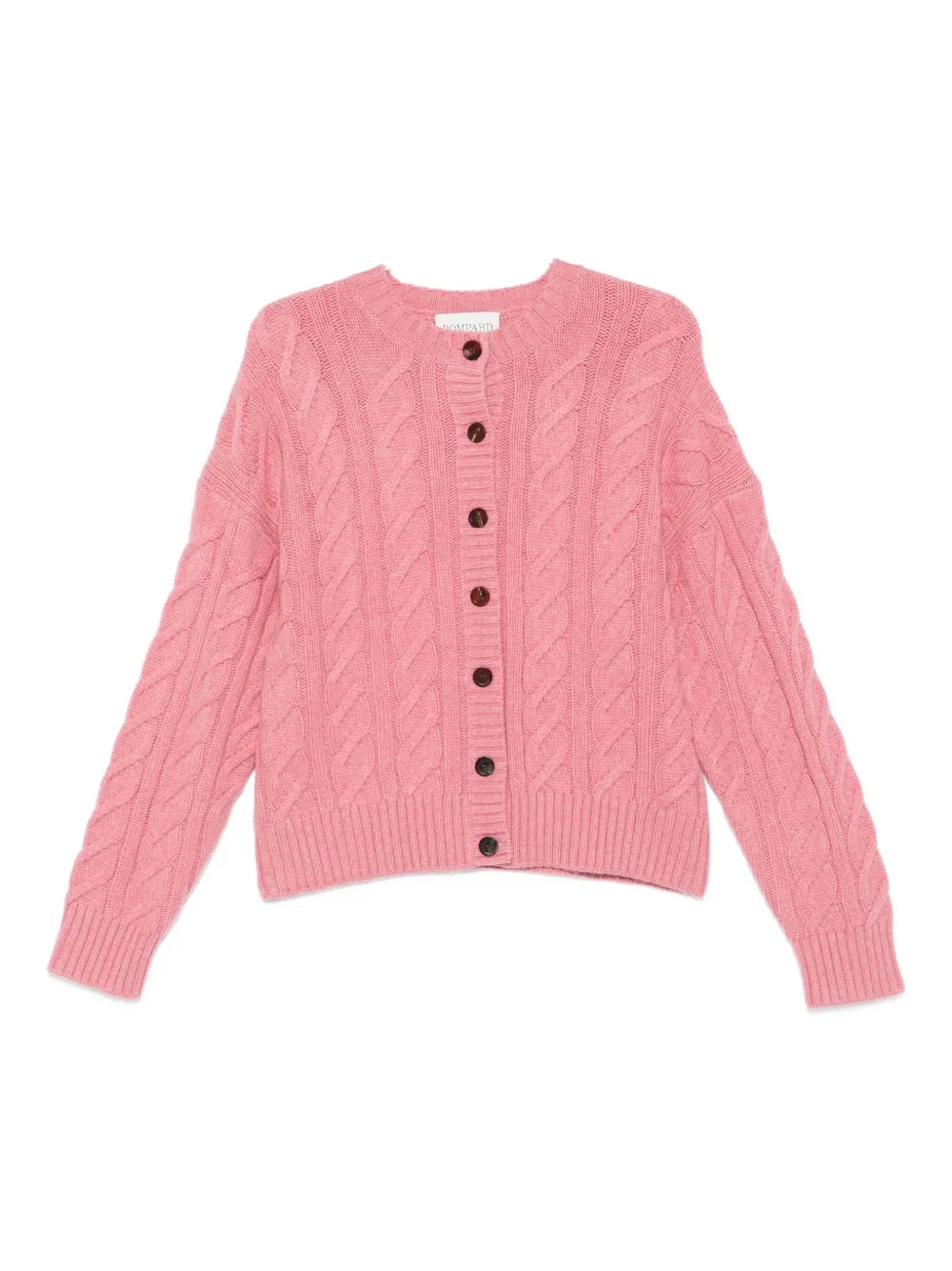 

Кардиган с круглым вырезом, вязанный косами Eric Bompard, розовый