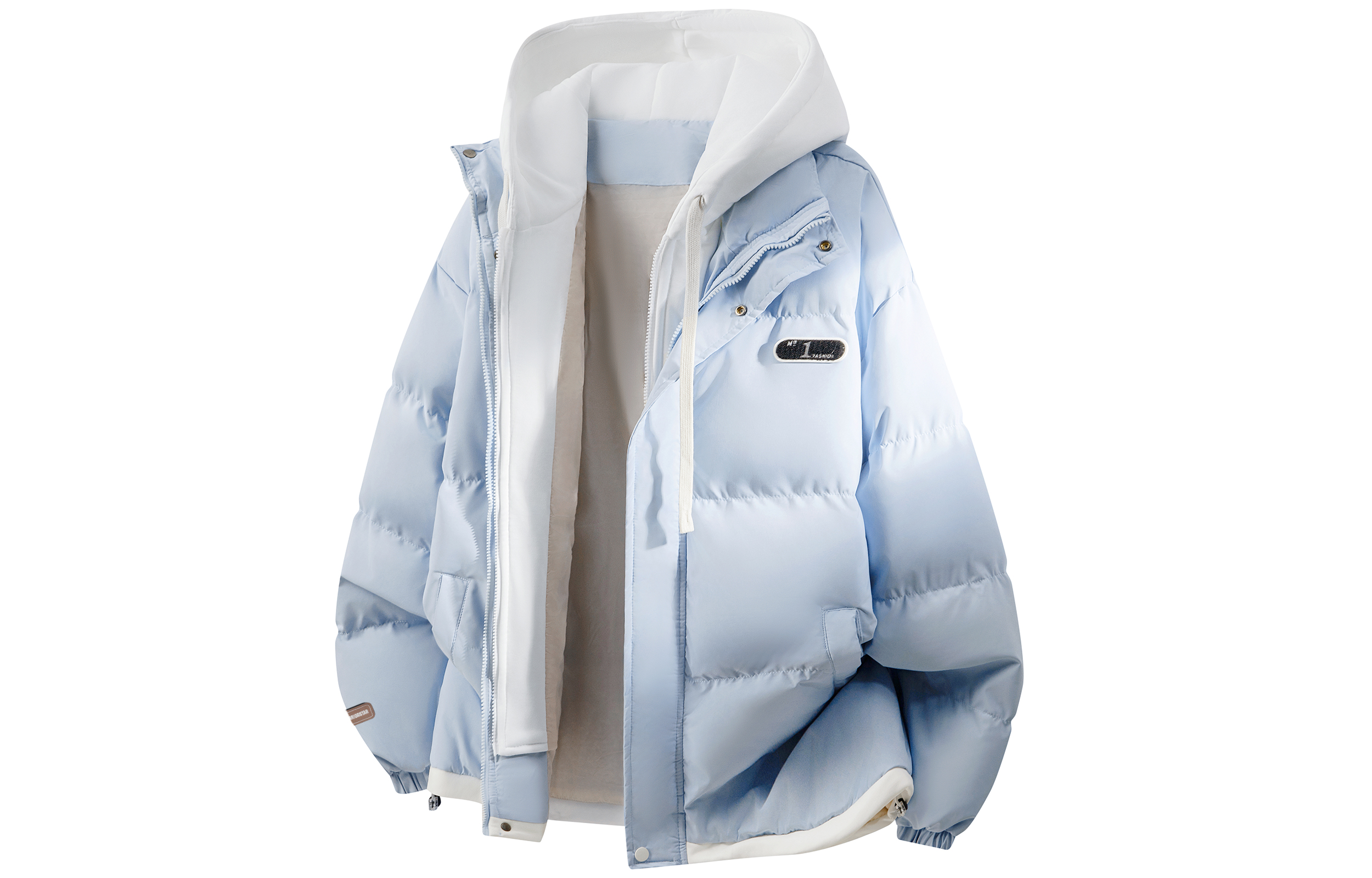 

Пуховик Unisex Hooded Thickened WARRIOR, светло-синий[free diy badge]