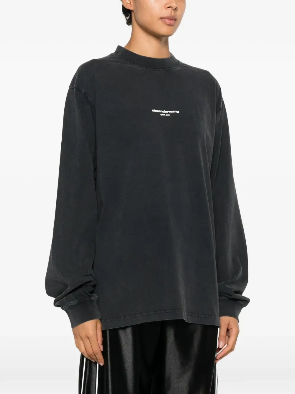 Футболка с длинными рукавами и логотипом Alexander Wang, черный — фото 3