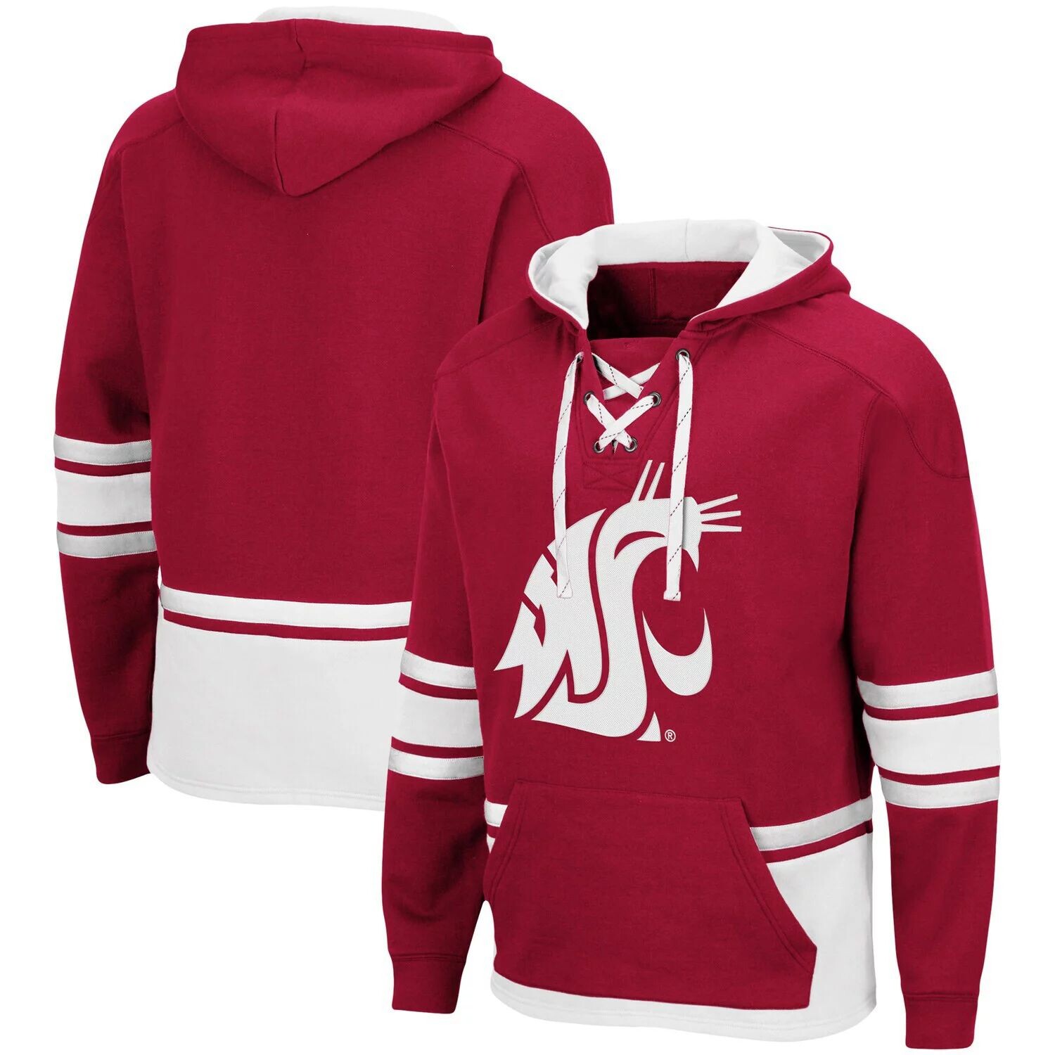 

Мужской пуловер с капюшоном Crimson Washington State Cougars на шнуровке 3.0 Colosseum