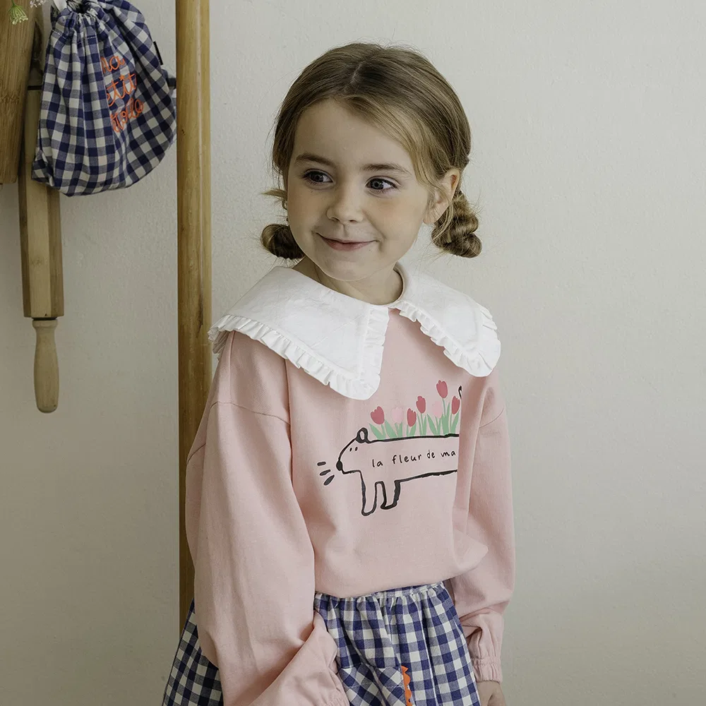 Детский розовый свитшот My Little Star с рюшами и цветочным принтом