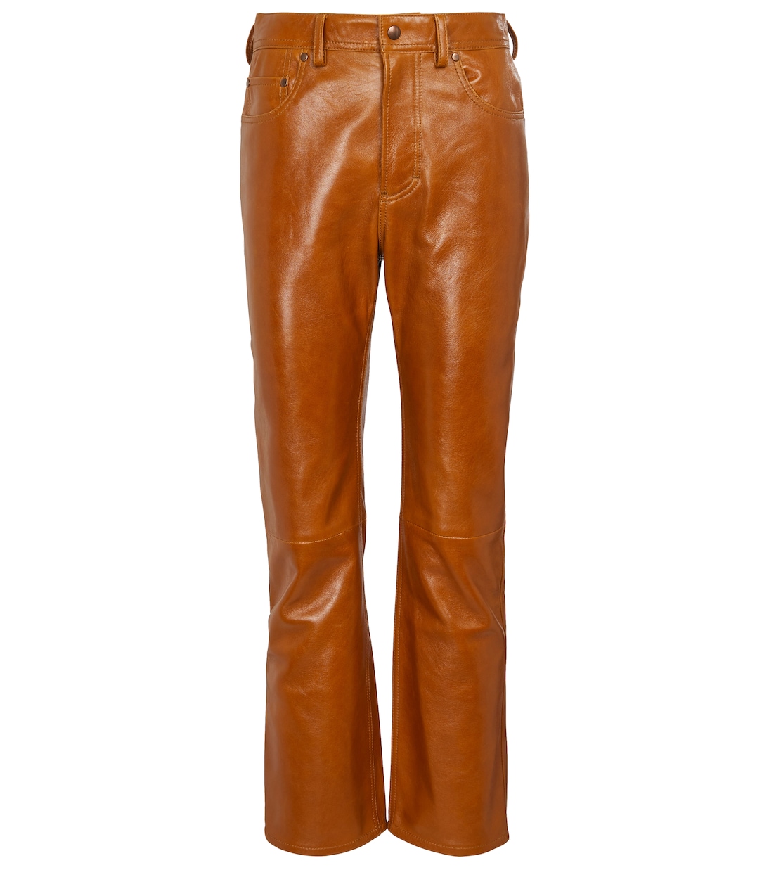 

Прямые кожаные брюки с высокой талией Acne Studios, Cognac Brown