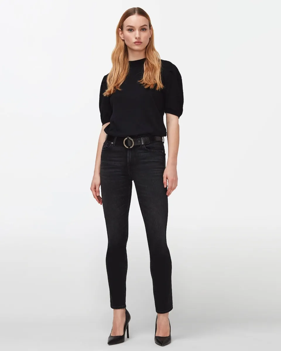 

Roxanne женские прямые джинсы средней посадки 7 For all mankind, черный