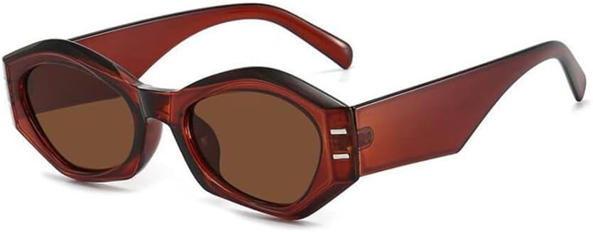 

Солнцезащитные очки Polygon для женщин, винтажные, неправильной формы, желейного цвета, солнцезащитные очки для мужчин, маленькая оправа, защита от УФ-излучения UV400 LANGSER, Tea Tea