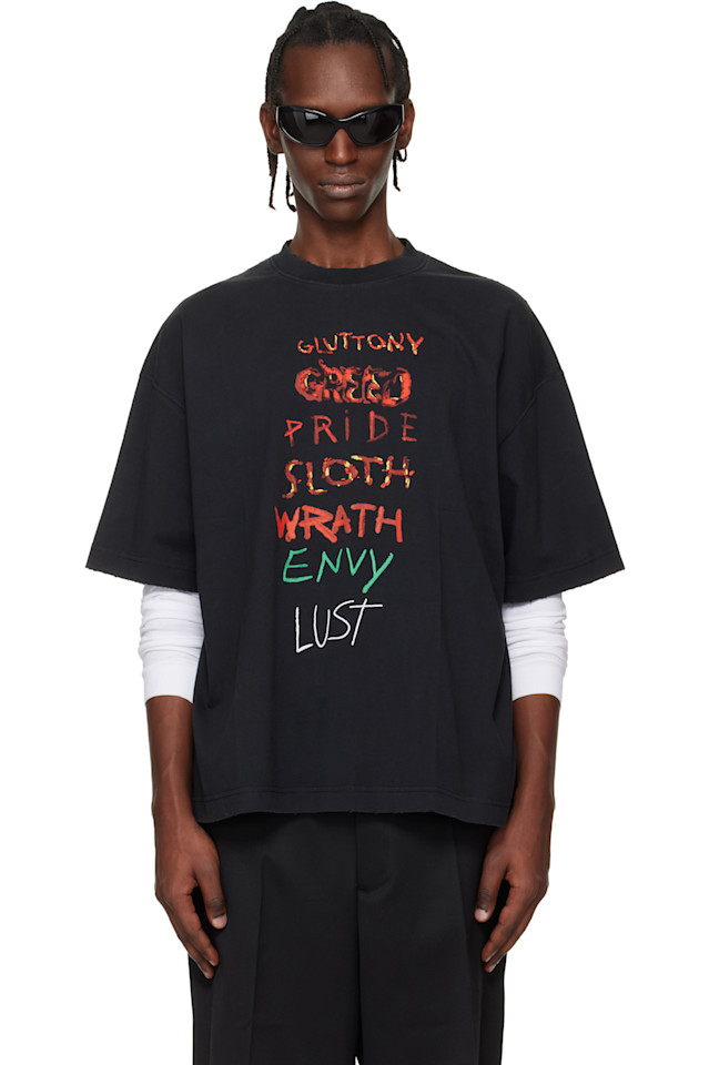 

Vetements Черная футболка "7 грехов"
