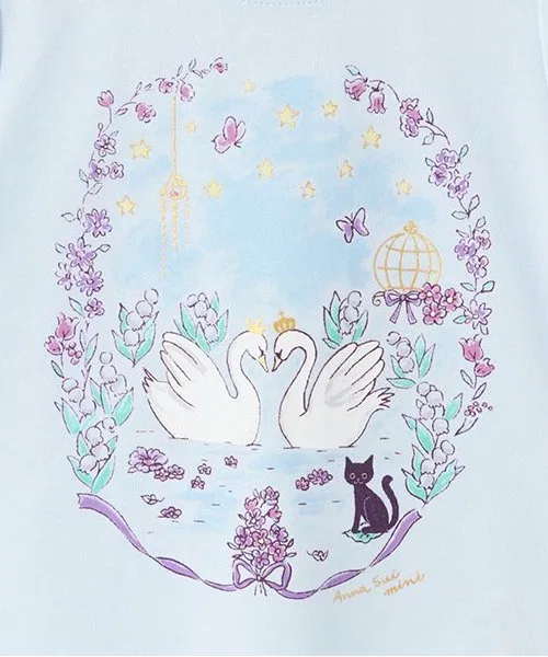 Детская футболка с принтом лебедя ANNA SUI mini белая — фото 4