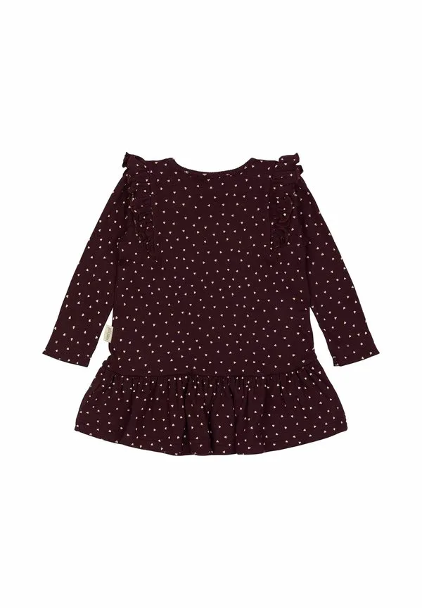 Платье из трикотажа с оборками и сердечками Petit Piao, Dark Grape White — фото 2