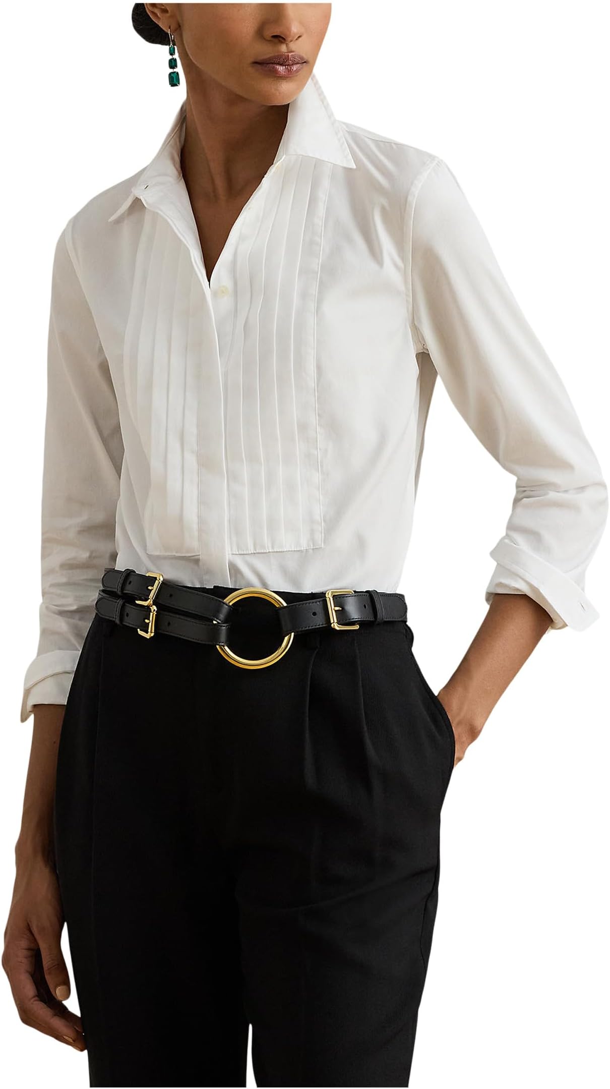 

Женская хлопковая рубашка с нагрудником Lauren Ralph Lauren, White