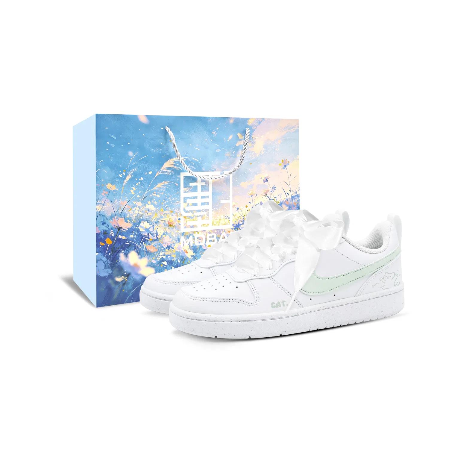Кроссовки для скейтбординга детские Court Borough Kitten Ball BOX Low top Green White Teenagers Nike